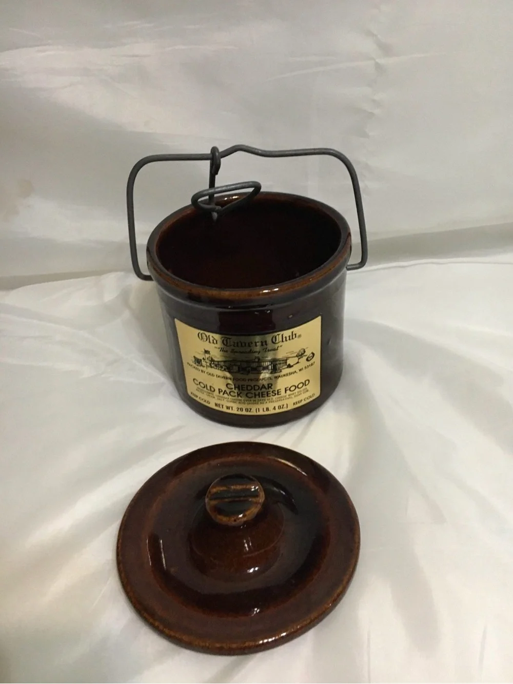 Vintage Old Tavern Club Cheddar Cheese Crock | Waukesha WI Stoneware Jar